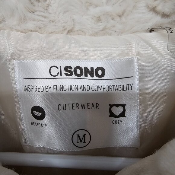 Ci Sono Cream Faux Fur Jacket Bohemian Comfy Cozy Cabin M - Picture 9 of 11